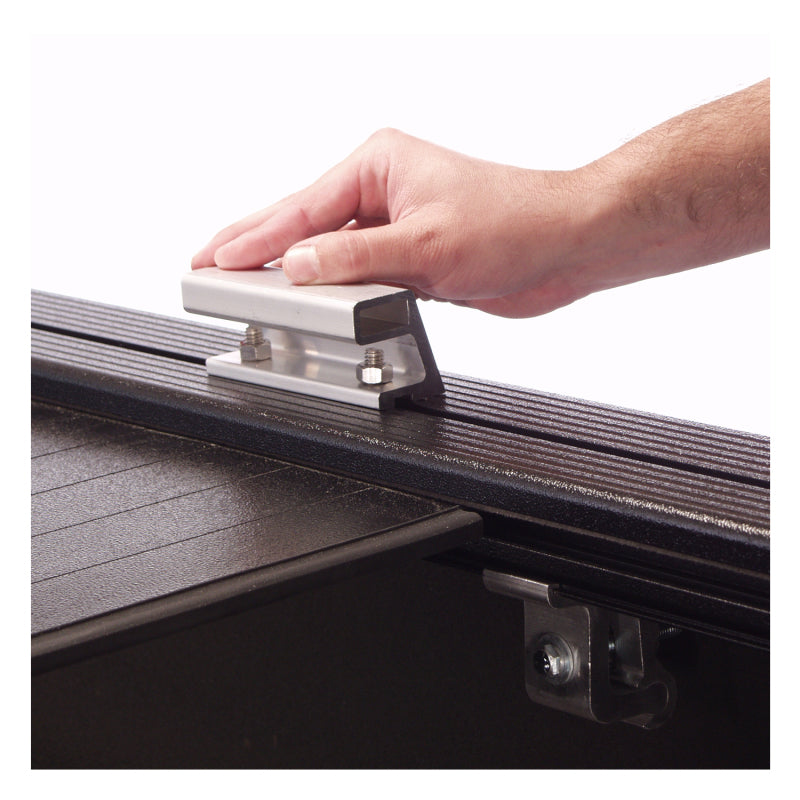 Pace Edwards BedLocker retractable bed cover on a Chevy/GMC Silverado HD 8ft bed with explorer rails