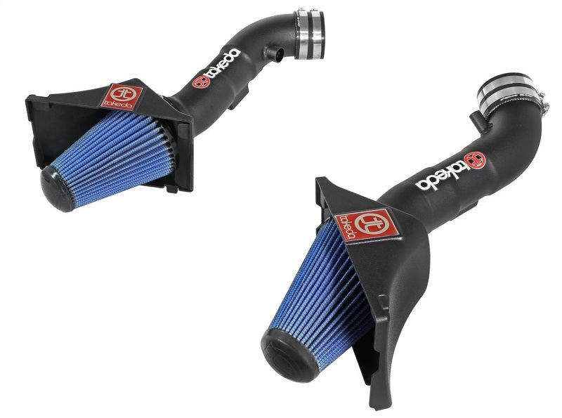 aFe Takeda Stage-2 Cold Air Intake System for Infiniti Q50 2014-2015 V6 3.7L engine, showing the intake components and filter.