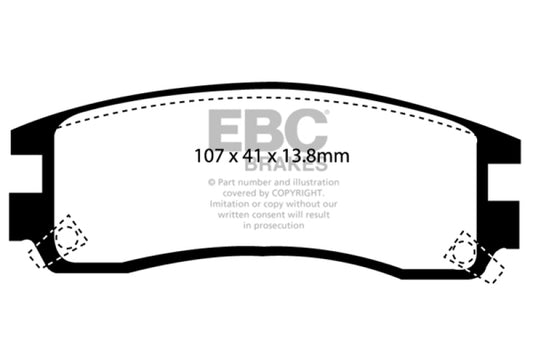 EBC Ultimax2 rear brake pads for 1994-1995 Buick Regal 3.1, OE style brake pads with visible brake pad surfaces