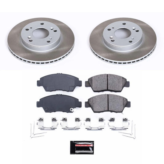 PowerStop front semi-coated rotor kit for 2012-2015 Honda Civic, performance brake components with a clean, durable finish.