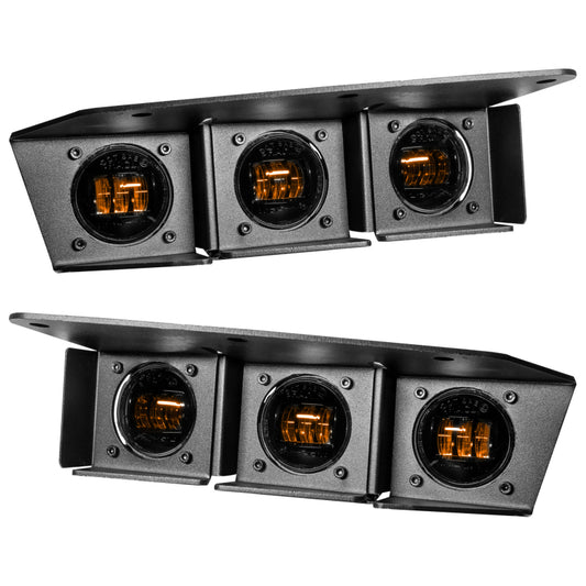 Oracle Lighting Ford Bronco Triple LED fog lights kit for steel bumper, showing sleek LED fog lights installed on a 2021-2022 Bronco.