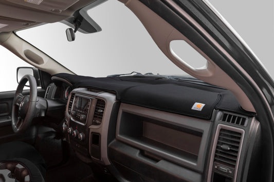 Black Covercraft Carhartt Limited Edition DashMat for Nissan Frontier 2005-2021, designed to protect the dashboard interior.