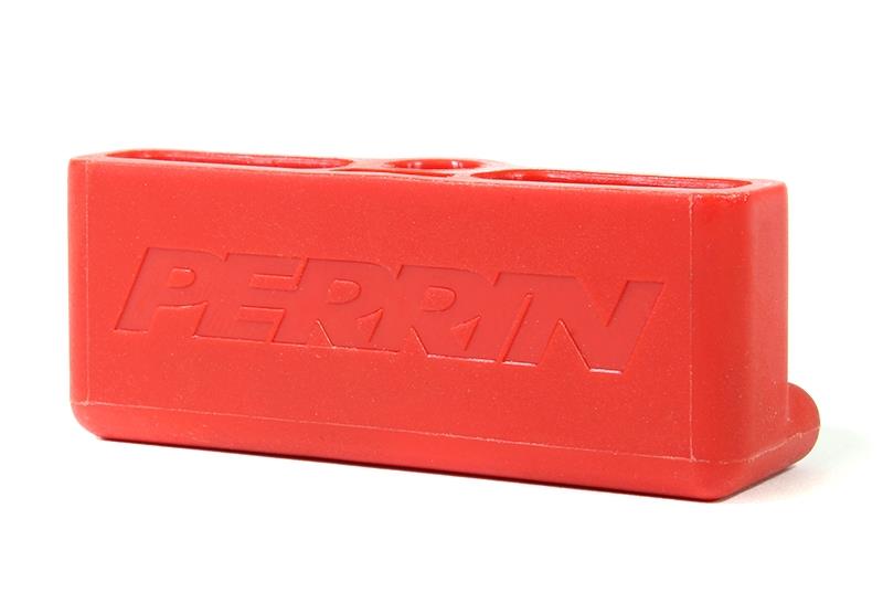 Red Perrin Performance trunk handle for Subaru BRZ, Toyota GR86, 86, and FR-S hatchback, mounted on car trunk.
