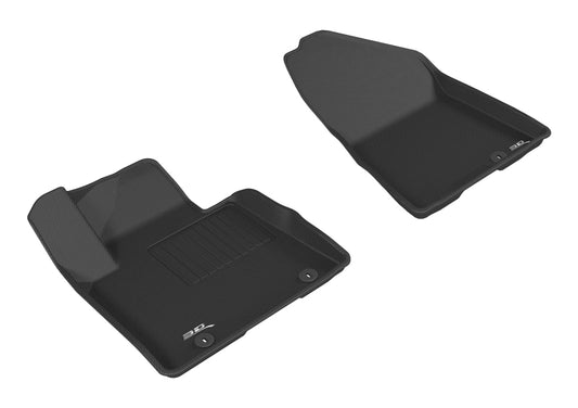 Black rubber 3D MAXpider floor mat for Kia Sportage 2017-2020 first row, designed to protect vehicle carpet.