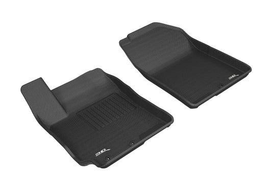 Black 3D MAXpider rubber floor mat for 2018-2020 Hyundai Accent Sedan, first row Kagu model, durable and custom-fit.