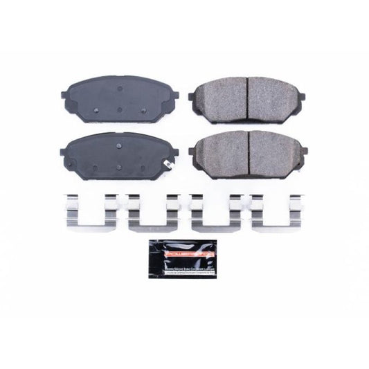 PowerStop Z23 Evolution Sport brake pads with hardware for Hyundai Veracruz 2007-2012 front brake system, performance replacement.