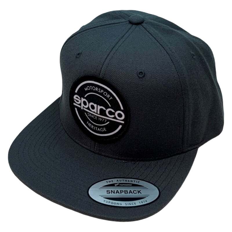 Grey Sparco Cap S-Patch snapback hat with embroidered SPARCO logo, casual headwear style.