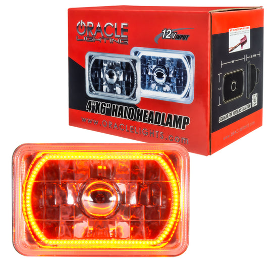 Oracle Lighting amber halo sealed beam headlights, 4x6 inch size, designed for enhanced vehicle visibility and style.