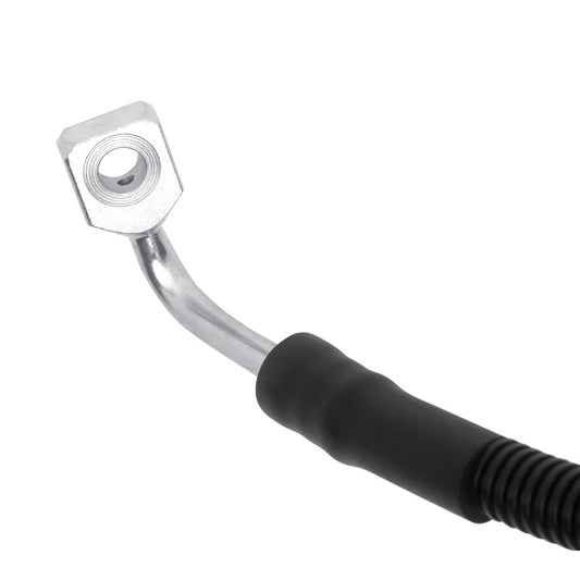 DFC 2007 Cadillac CTS front right brake hose from brake line kit, showing the flexible rubber and metal fittings.