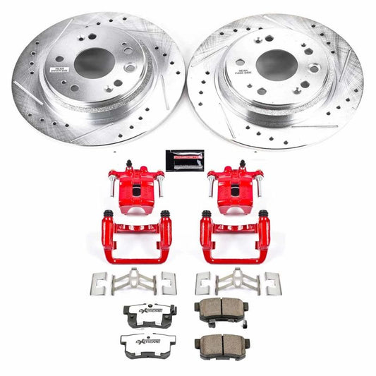 PowerStop rear Z26 Street Warrior brake kit with calipers for Acura RL 2002-2004, showing brake rotors and caliper assembly.