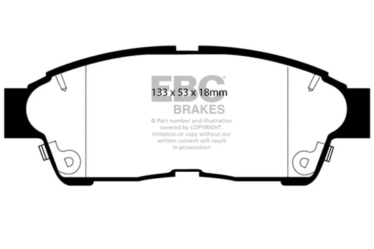 EBC Ultimax2 front brake pads for 1993-1997 Geo Prizm 1.6, OE style brake pads, shown in the product image.