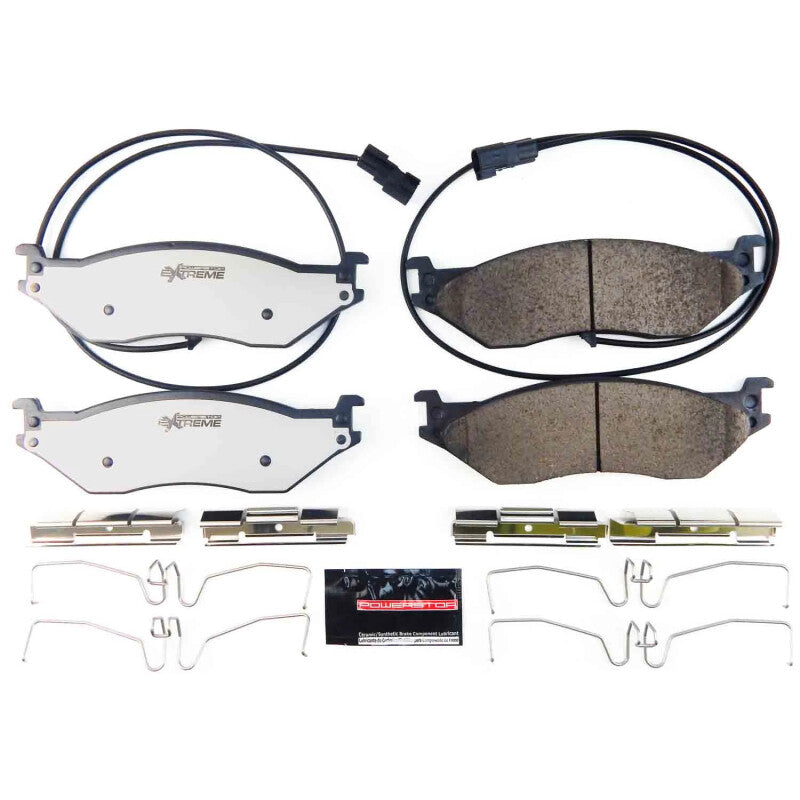 PowerStop performance front brake pads for Ford F-53 motorhome chassis with hardware, designed for truck and towing applications.