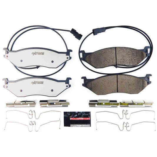 PowerStop performance front brake pads for Ford F-53 motorhome chassis with hardware, designed for truck and towing applications.