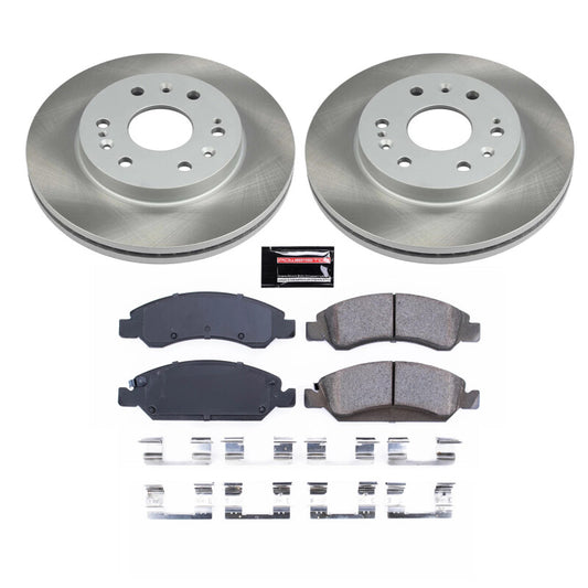 PowerStop 15-20 GMC Yukon XL front semi-coated brake rotor kit with performance brake components on a vehicle.
