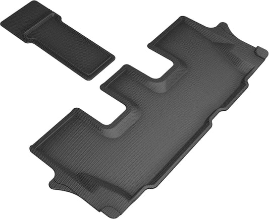 Black 3D MAXpider rubber floor mats for the third row in a 2020 Kia Telluride, designed to protect and fit perfectly.
