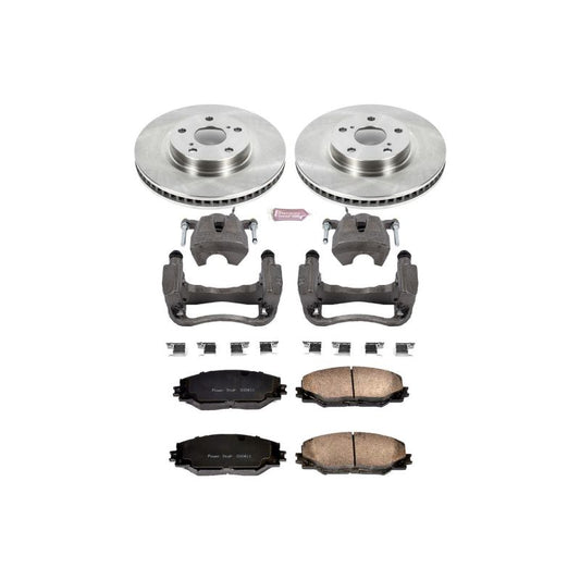 PowerStop OE front brake kit with calipers for 2009-2010 Pontiac Vibe, includes brake rotors and calipers for reliable stopping power.