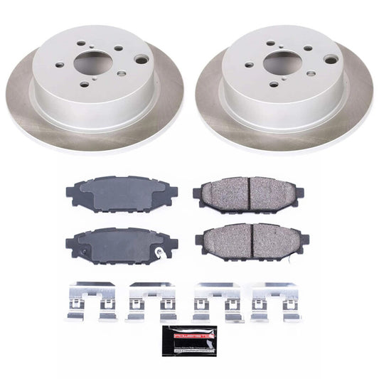 PowerStop rear semi-coated rotor kit for 2013-2015 Subaru XV Crosstrek brake upgrade, performance blank brake rotor set.