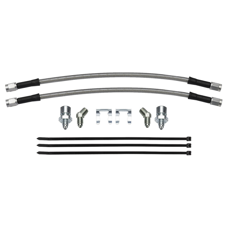 Wilwood rear brake line kit for Nissan 240SX and Skyline, featuring flexlines with M10x1.0 to 1/8-27 fittings, shown in image.