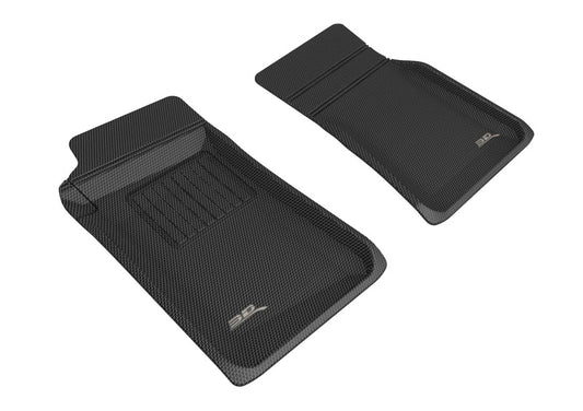 Black 3D MAXpider Kagu rubber floor mats for Mazda Miata 89-05, featuring textured surface and custom fit for vehicle interior.