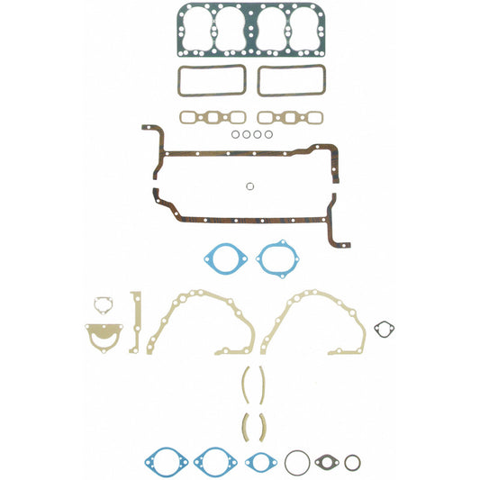 Fel-Pro FS 7277 B engine gasket set with various gaskets and seals for automotive engine repairs, laid out on a white background.
