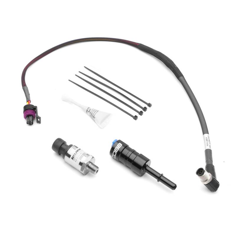 COBB Flex Fuel Kit for Subaru WRX, Ascent, Outback XT, Legacy XT models, showcasing fuel pressure sensor components.