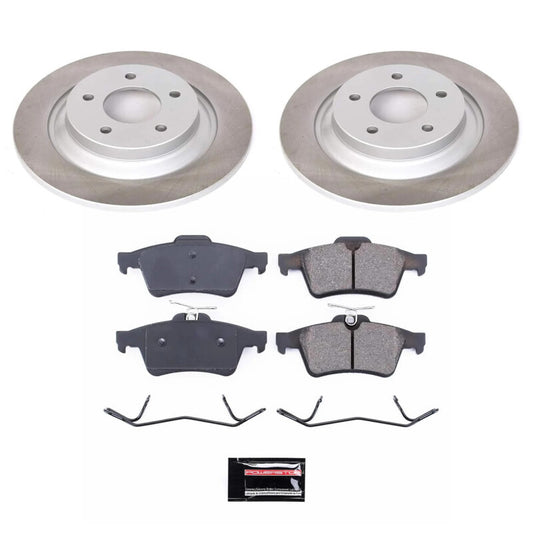 PowerStop rear semi-coated brake rotor kit for Mazda 5 2012-2015, performance brake components with a clean, finished surface.