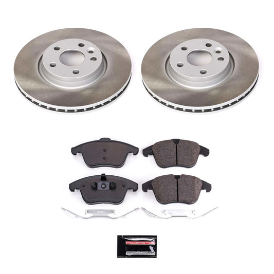 PowerStop front semi-coated rotor kit for Volvo XC70 2008-2016, high-performance brake rotor set with ventilated design