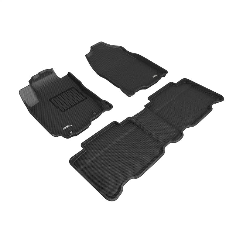 3D MAXpider black rubber floor mats for 2013-2018 Toyota RAV4, full set with textured surface and custom fit.