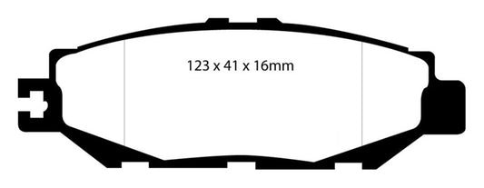 EBC Redstuff rear brake pads for Lexus LS400 1993-1994, high-performance brake pads with red friction material, shown in image.