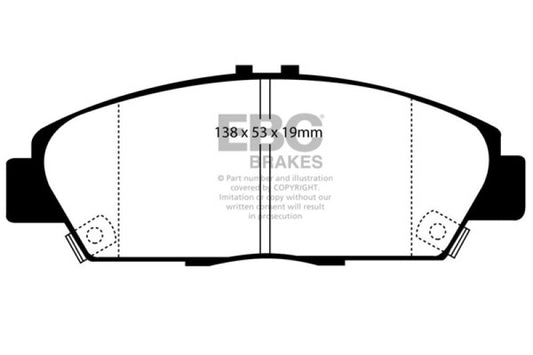 EBC Greenstuff front brake pads for 92-96 Honda Prelude 2.2, performance brake pads for enhanced stopping power.