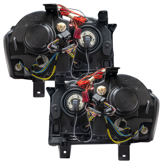 Oracle Jeep Grand Cherokee headlights with white HID and SMD LED lighting, showcasing the sleek headlight design.