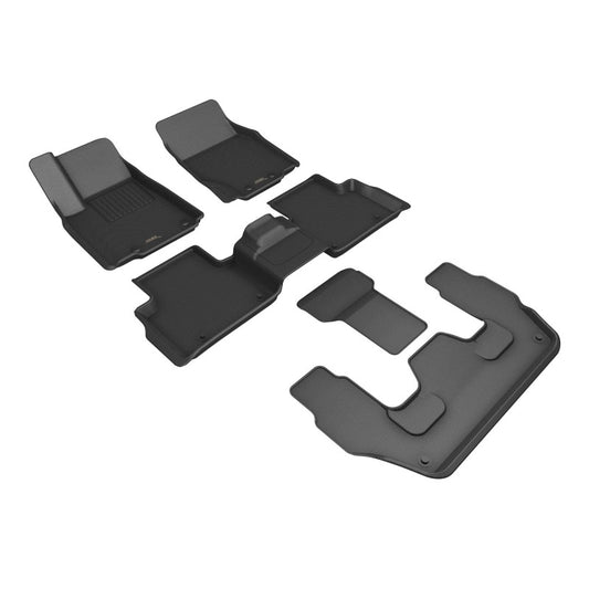 3D MAXpider rubber floor mats for Jeep Grand Cherokee Wl 6-seat, black Kagu R1 R2 R3 interior, durable and custom-fit.