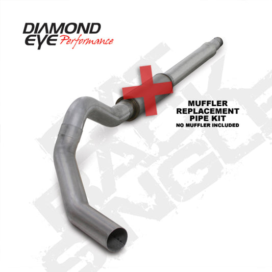 Diamond Eye Performance 5-inch catback exhaust pipe for 2003-2007 Ford 6.0L F250/F350 trucks, showing the polished stainless steel pipe.