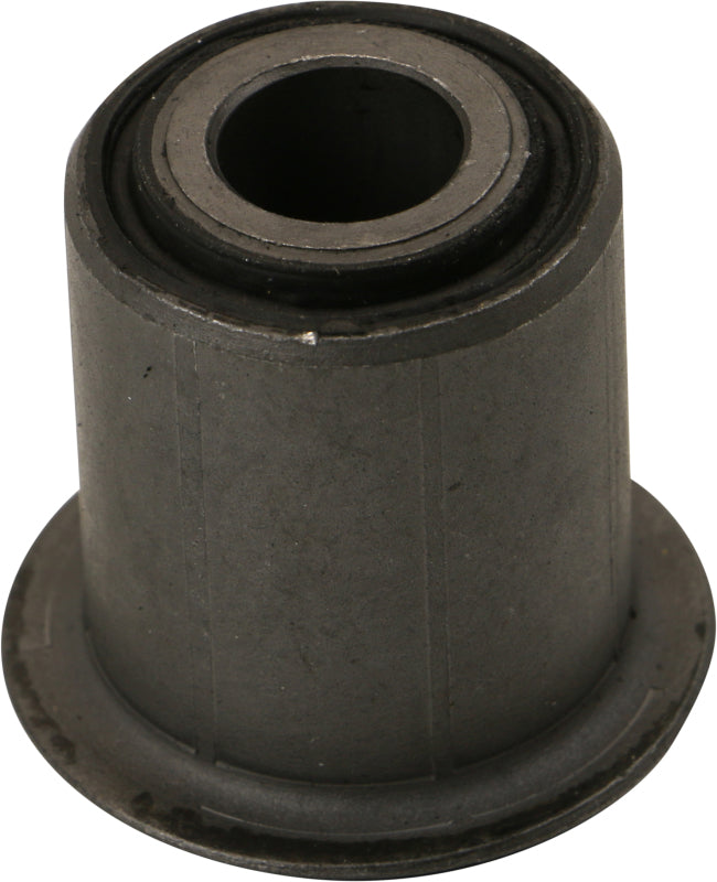 Moog rear lower leaf spring bushing for Ford F-150 2009-2014, vehicle suspension part, close-up of rubber bushing in spring assembly.