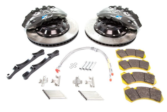 Alcon 2015+ BMW M3 F80 big brake kit with 400x34mm 6-piston grey front brake calipers and rotors for high-performance braking.