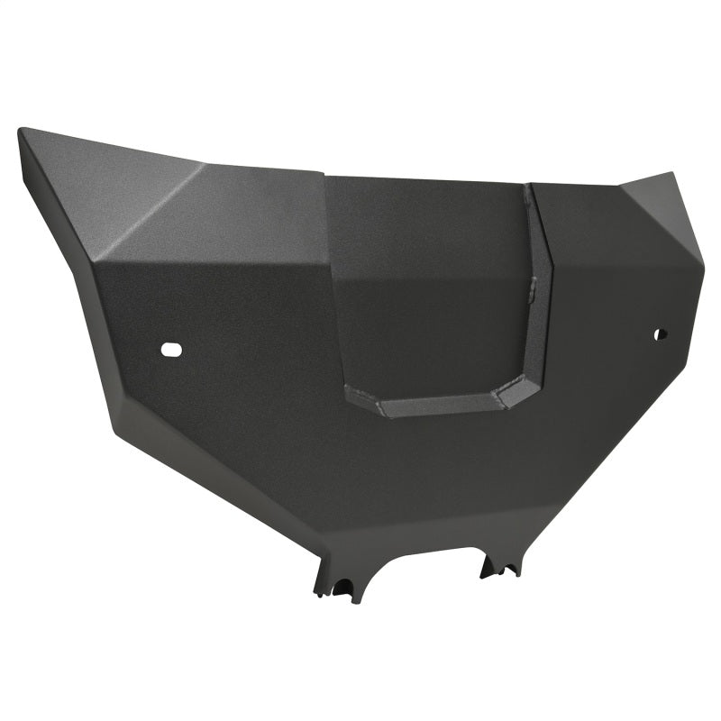 Westin textured black skid plate for 2021-2023 Ford Bronco, excluding Bronco Sport, installed on vehicle's undercarriage.