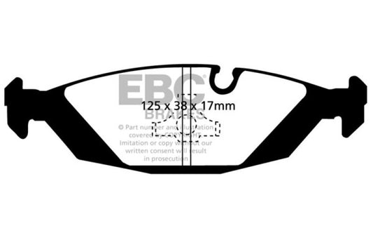 EBC Greenstuff rear brake pads for BMW 318 1.8 E30, high-performance brake pads with green friction material.