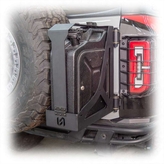 Turn Offroad 2021+ Ford Bronco tailgate with Jerry Can mount, durable offroad tailgate accessory for off-road adventures