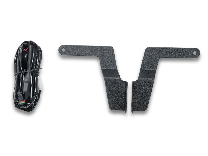 Raxiom 20-inch LED light bar with front bumper mounting bracket on a Toyota Tacoma, designed for off-road lighting.
