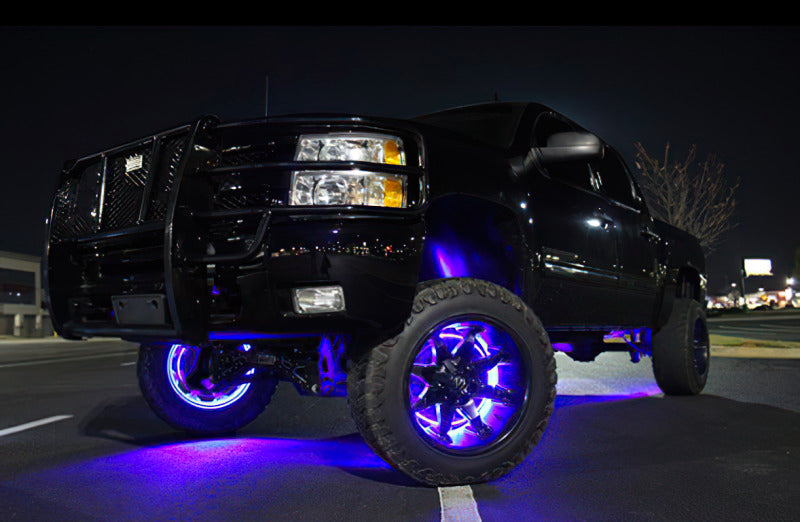 Oracle LED Illuminated Wheel Rings with ColorSHIFT RGB LED light strip, no remote, showcasing vibrant wheel accent lighting.