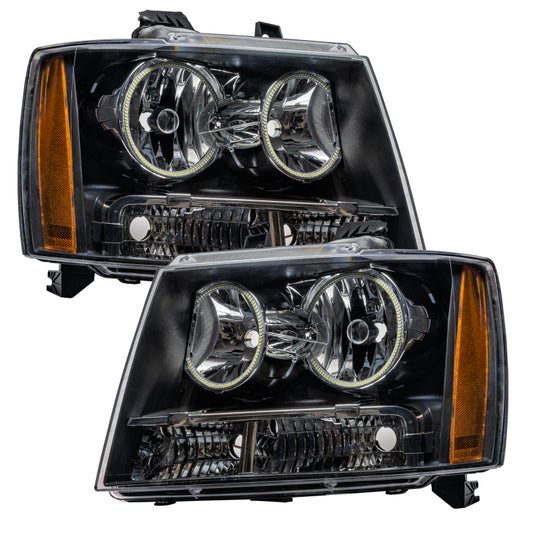 Oracle Lighting blue LED halo headlights for 2007-2014 Chevrolet Suburban, pre-assembled, with bright blue halo rings.