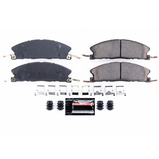 PowerStop Z23 Evolution sport brake pads with hardware for 2013-2019 Ford Explorer front brake system, high-performance replacement.