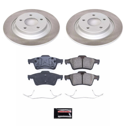 PowerStop rear semi-coated rotor kit for Mazda 5 2006-2007, performance brake kit with ventilated rotors and black coating