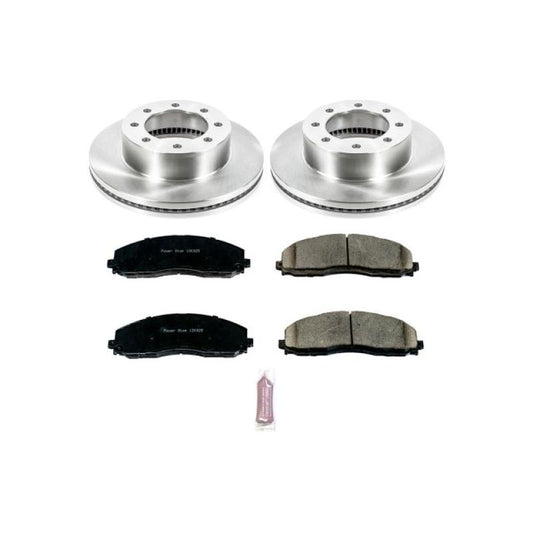 PowerStop OE brake rotors for Ford F-450 Super Duty front brake kit, showing high-performance automotive brake components