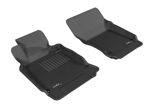 Black rubber 3D MAXpider Q70/M37 first row floormat for 2011-2019 Infiniti Q70 and M37 models, with textured surface and custom fit.