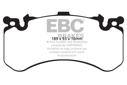 EBC Redstuff front brake pads for Audi A8 Quattro 6.3 with cast iron rotors, high-performance brake pads for enhanced stopping power