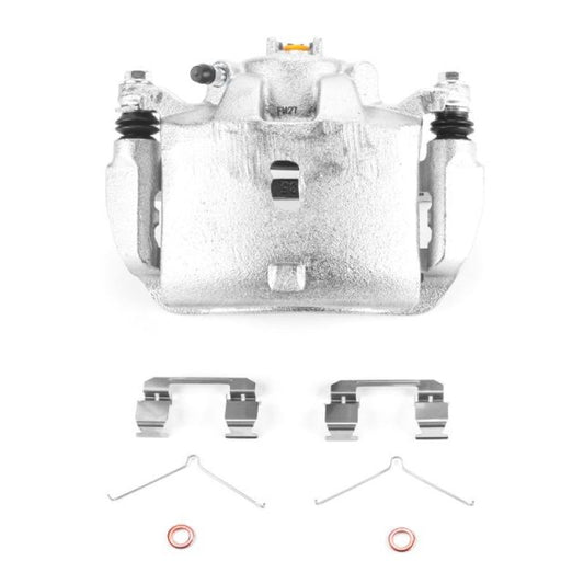 PowerStop front left OE brake caliper with bracket for Acura ILX 2013-2015, showcasing the black metal caliper assembly with mounting hardware.
