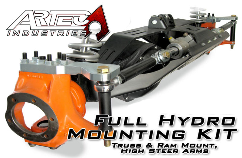 Artec Industries Ford F-350 Dana 60 full hydro mount kit with ultimate arms for OEM knuckles, hooks and utility mounting components