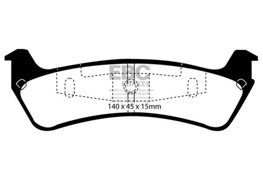 EBC Ultimax2 rear brake pads for Ford Explorer 4.0 2WD, OE style, showing the new brake pad set with detailed friction surface