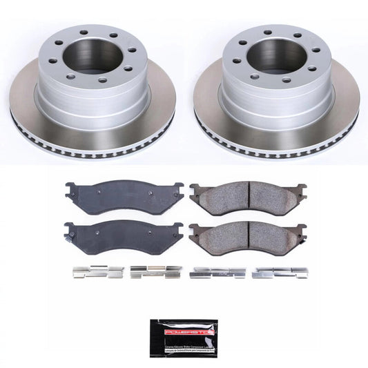PowerStop rear semi-coated rotor kit for Dodge Ram 3500 trucks, performance brake rotors with a clean, durable finish.
